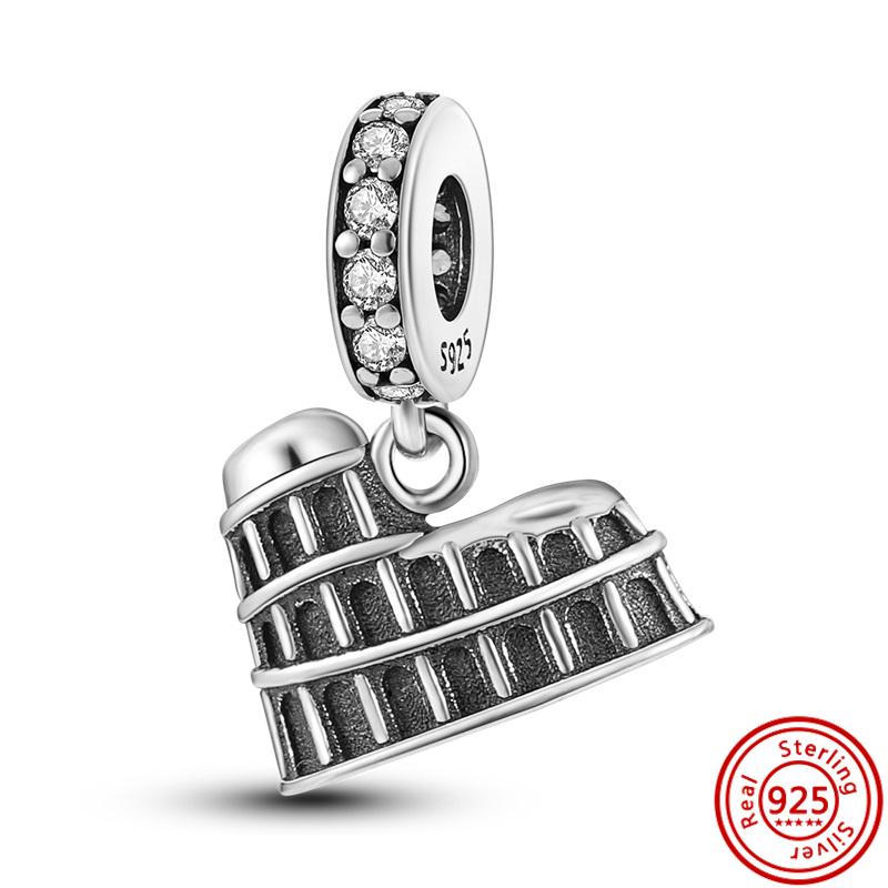 Prata Esterlina S925 Morango Fruta Taça Avião Palácio Amor Contas Encaixe Original Pulseira de Charms Acessórios de Joias DIY