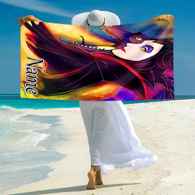 Personalized Dark Magic Dragon Art Beach Towel Microfiber Beach Towel Thin Absorbent for Beach Swimming Yoga Bath Sports. 0910287