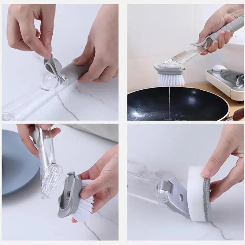 New Dishwand Set No-Scratch Soap Dishwashing Brush Scrubber Kitchen Cleaning Sponge Cleaning Brush for Pots Dishes Sink Comes