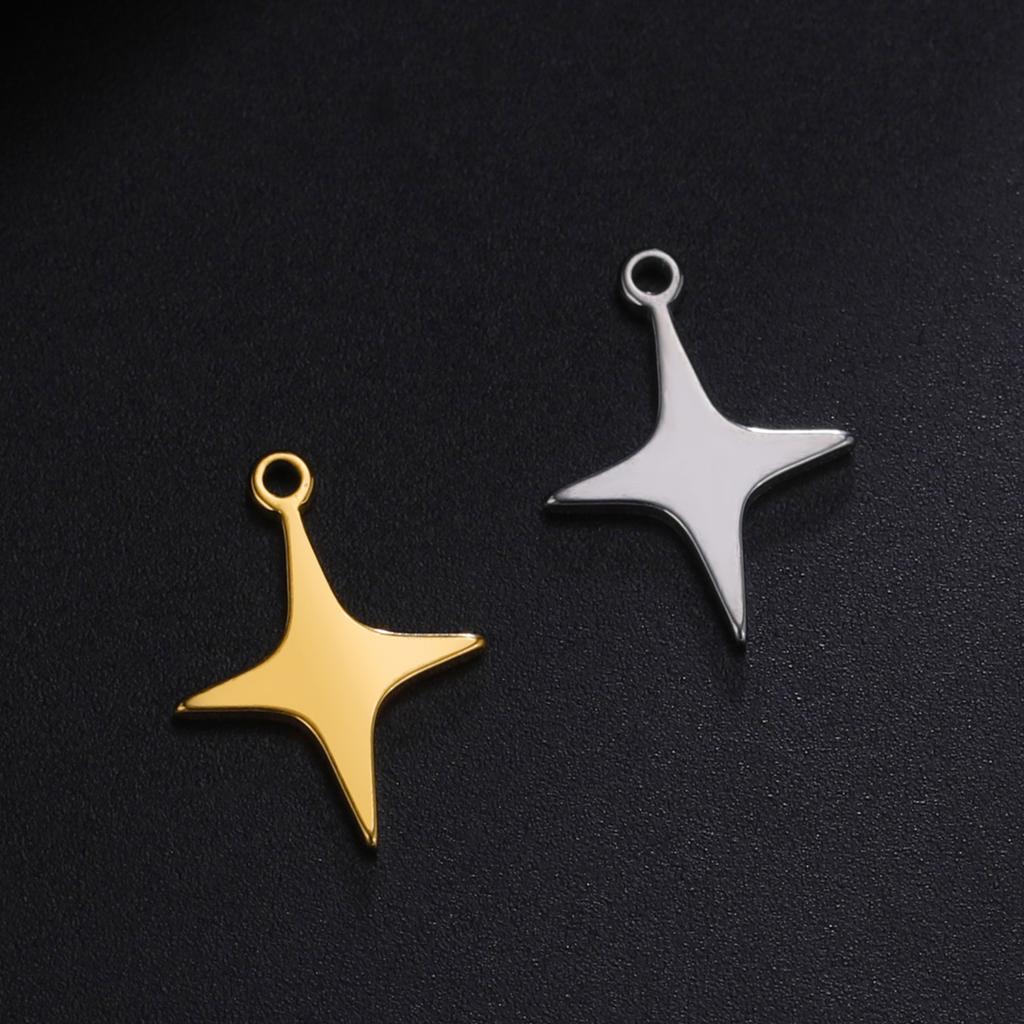 Teamer 5pcs/lot Stainless Steel Charms for Jewelry Making Bear Leaves Stars Pendant Mini Charm Bracelet DIY Accessories Hot Sale