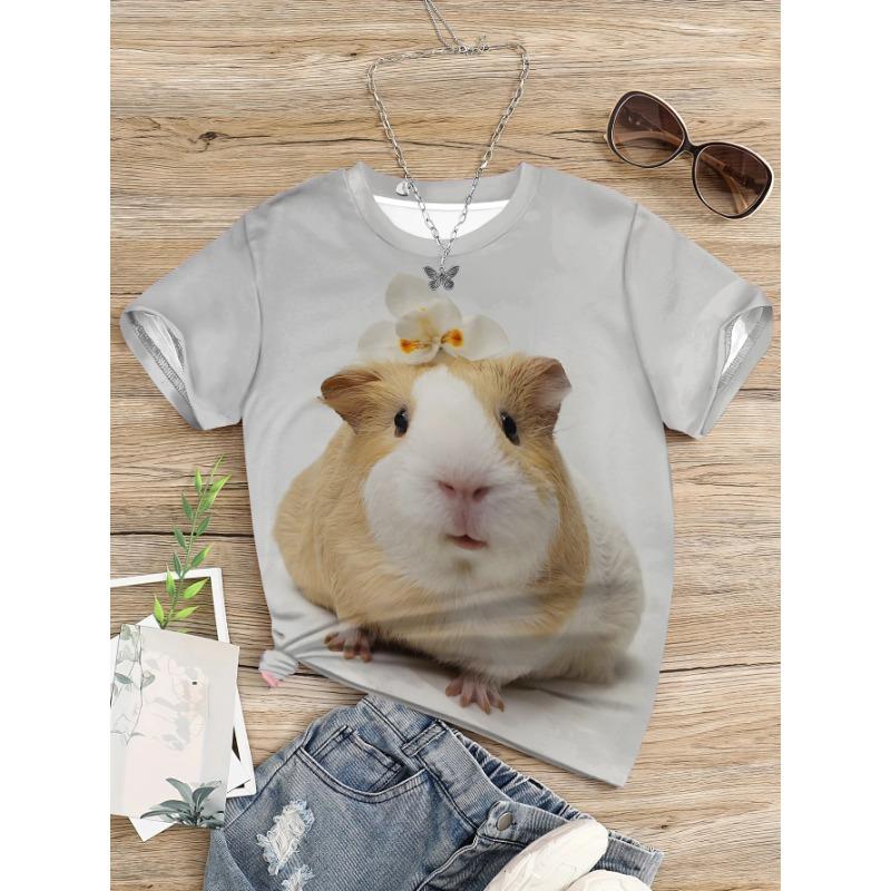 Trička 2024 Dívka Léto 10 let Dívka Oblečení pro Dívky Děti Křeček Top Dětské tričko Dětské oblečení Dětská grafika