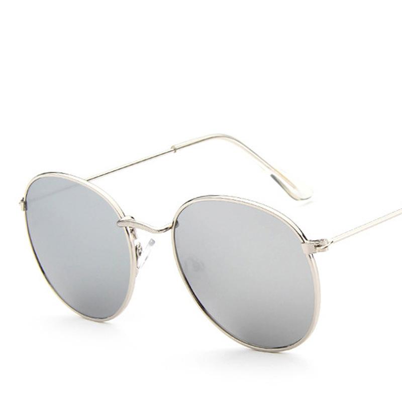 New Ladies Sunglasses Retro Round Frame Sunglasses Colorful Reflective Men Driving Fishing Sunglasses.