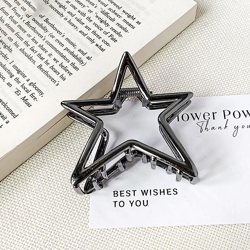 

2024 новый вырез пятиконечная звезда металлическая заколка для волос женская заколка-акула для затылка маленькая заколка для волос головной убор лето Size fits all чёрный