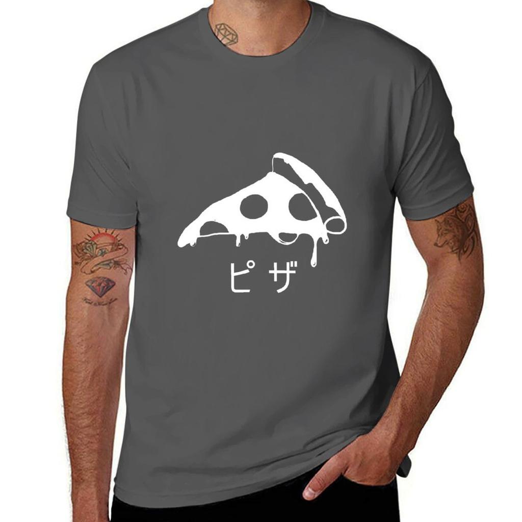 Japanese Pizza Design Tshirt Christmas Casual Short Sleeve Top