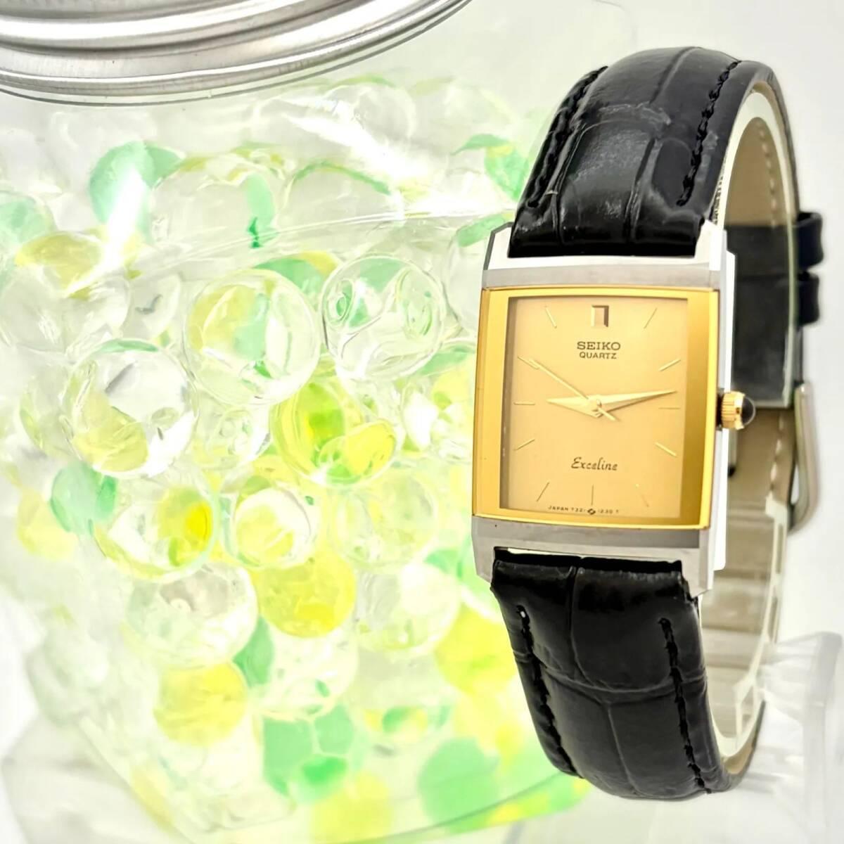 [Good Condition/New Battery] SEIKO Exceline Ladies Watch Gold Tungsten 7321-5740 530977 New Belt