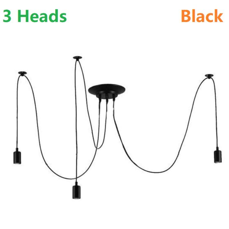 

3/5/6/8 светодиодный светильник современный ретро большой паук лофт винтажный подвесной светильник E27 подвесные светильники 3 Heads чёрный