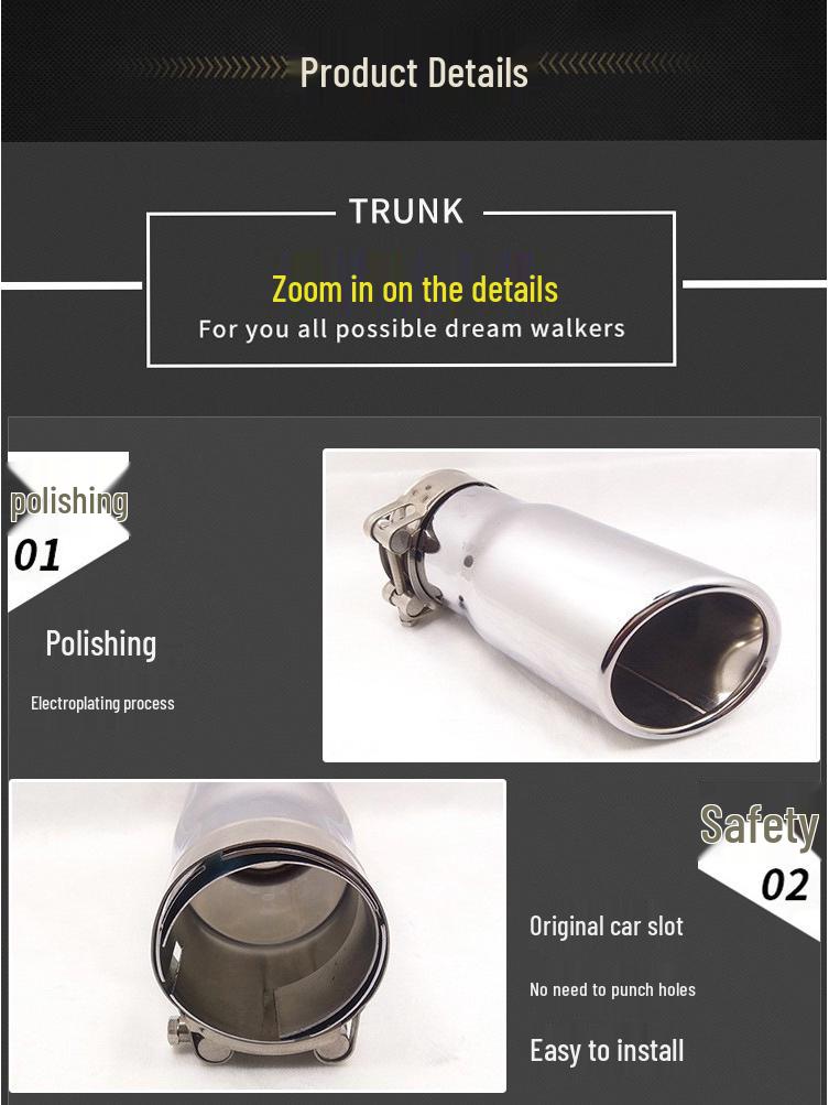 Compass Stainless Steel 201 Silver Electroplated Exhaust Tailpipe Muffler