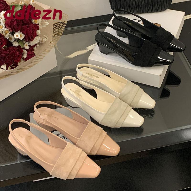 Fashion 2025 New  Elegant Women Heeled Sandals Shoes Female Slip On Footwear Shallow Fashion Pointed Toe Ladies Low Heel Sandals Shoes