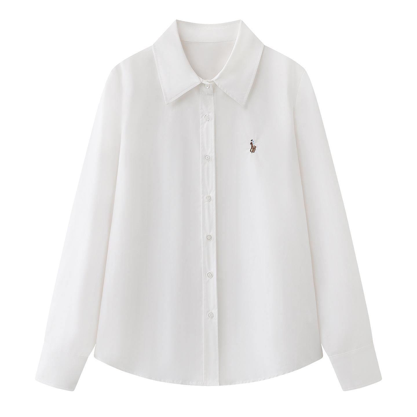 2026 Spring Women s Embroidered Long Sleeve Lapel Shirt - Workplace & Commute Friendly Large белый