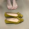 2025 autumn new bow shallow mouth single shoes versatile fairy style low heel fashion women's shoes one pedal Doudou shoes