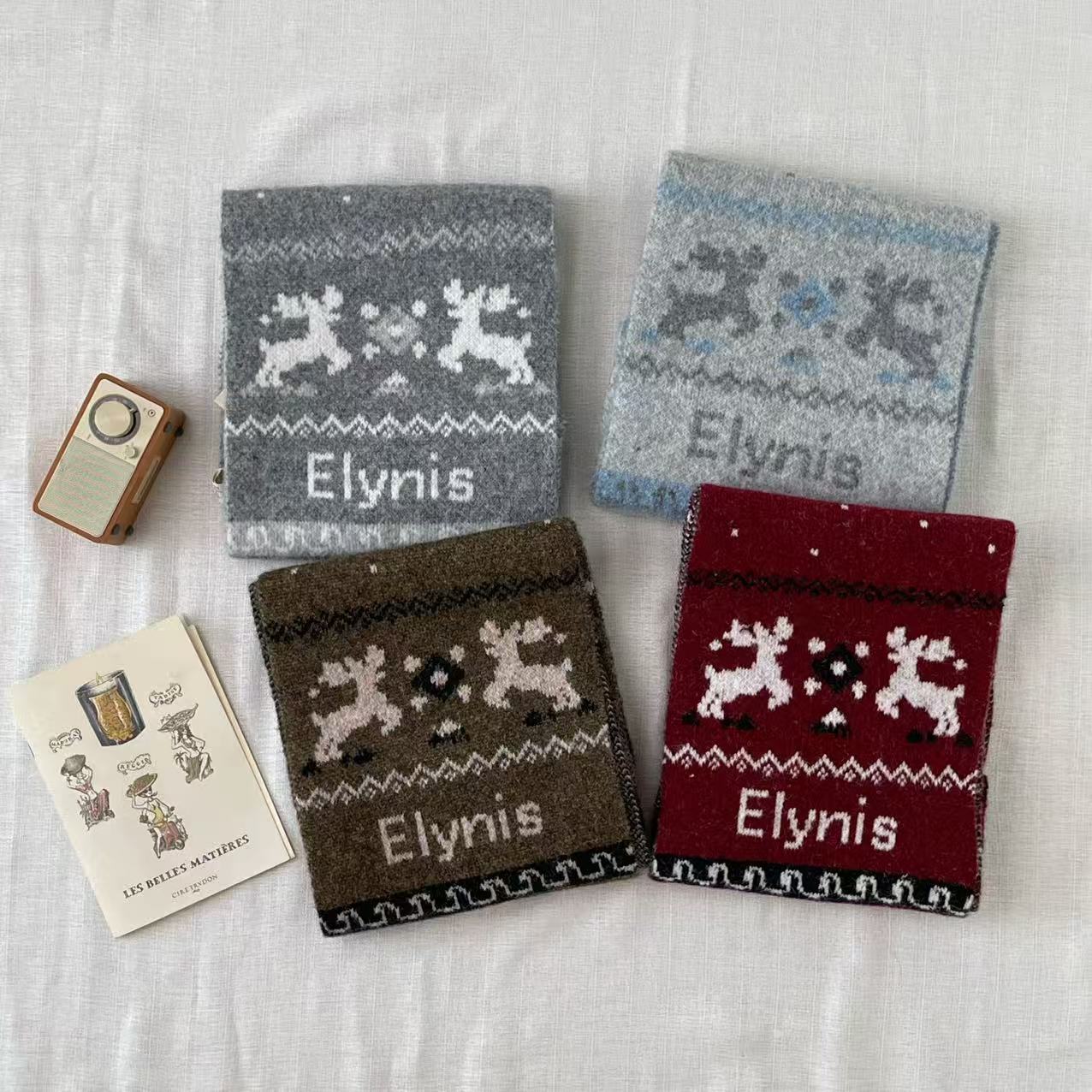 Autumn and winter new wool Christmas scarf jacquard elk woolen shawl warm couple versatile thickened scarf women