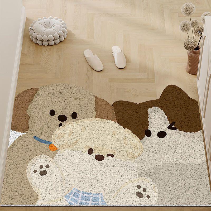 Customizable PVC Cartoon Dog Entrance Doormat - Dust-Removing Silk Coil Carpet