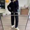 Women's Pure Wool Cardigan Sweater with Round Neck and Little Horse Embroidery - Autumn/Winter Outerwear