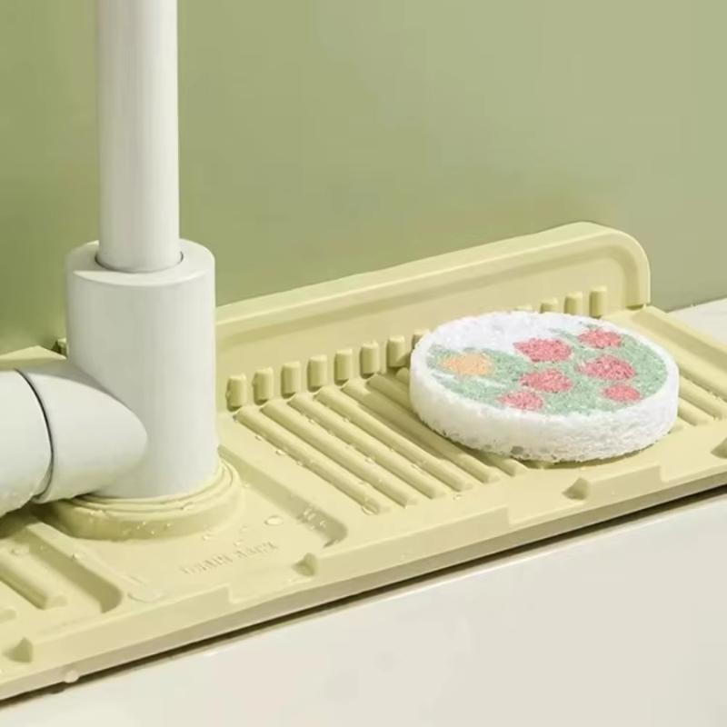 New Faucet Draining Mat Silicone Non Slip Kitchen Sink Splash Guard Easy Clean Waterproof Bathroom Draining Pad