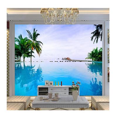 Mural Wallpaper Creative Blue Pool Ocean View Photo Wall Paper Living Room TV Sofa Bedroom Decor Mural