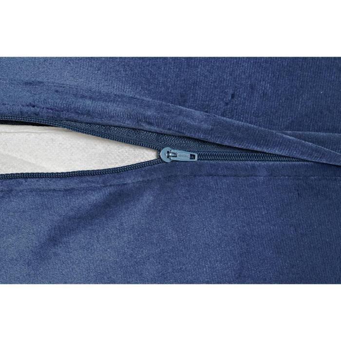 Coussin - 45 X 10 X 45 Cm - Bleu Avec Fleurs Blanches - Style Néoclassique - Intérieur