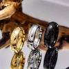 3pcs Simple Trendy Stainless Steel Rings, Golden, Black, Silvery Colors Men's  Jewelry