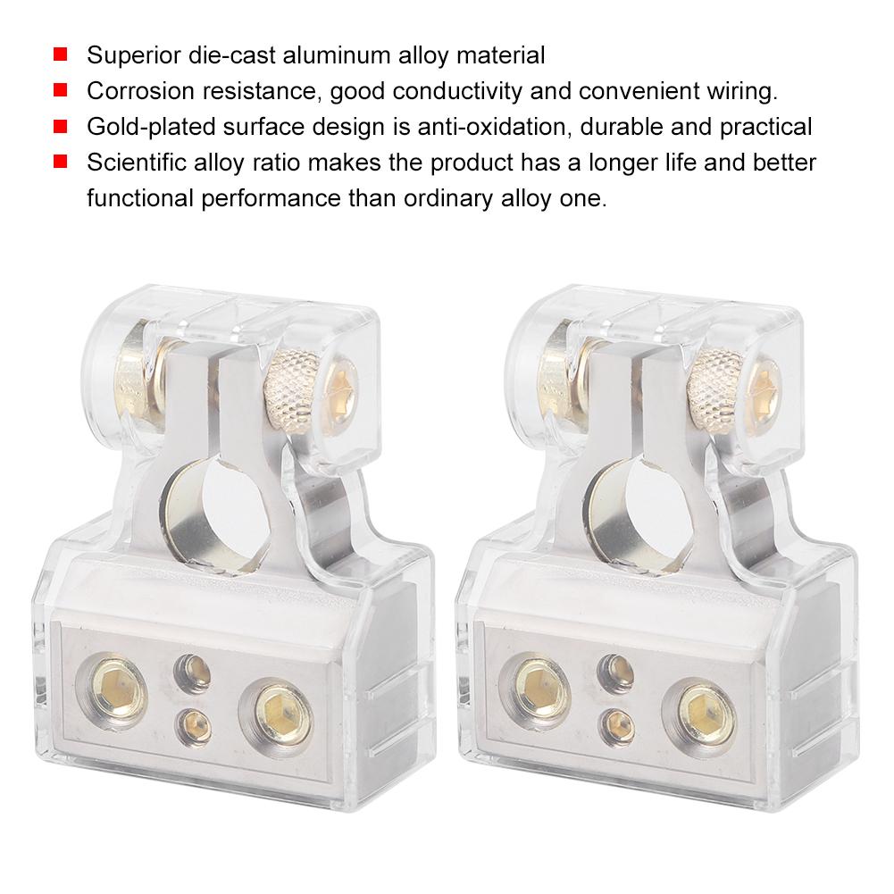 Paar Batteriepol-Klemmen 4-Loch Verbinder mit Schutzabdeckung Autozubehör