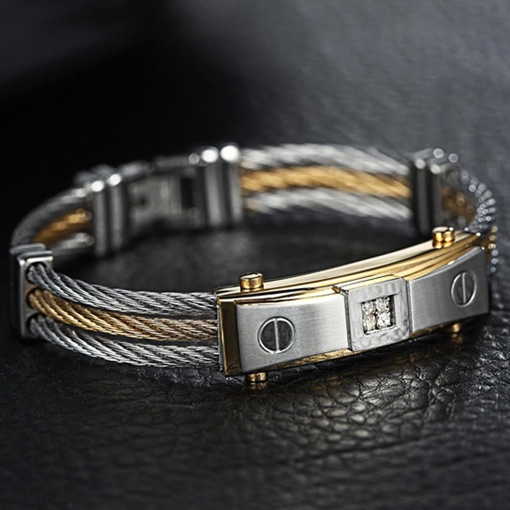 Luxury Titanium Steel Rhinestone Bracelet Unisex Sparkle Wristband Minimalist Fashion Statement Jewelry
