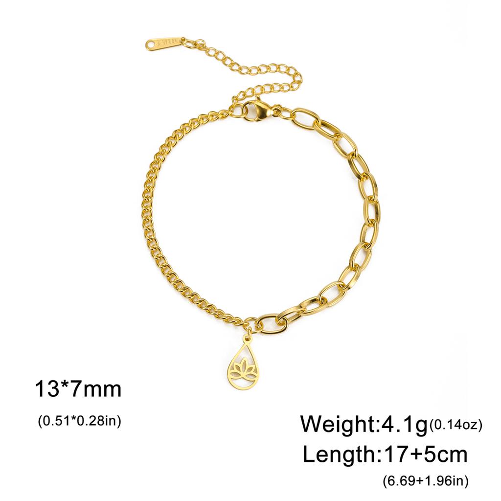 EUEAVAN Yoga Lotus Flower Bracelets for Women Stainless Steel Buddhism Spiritual Symbol Bracelets Adjustable Jewelry Gifts