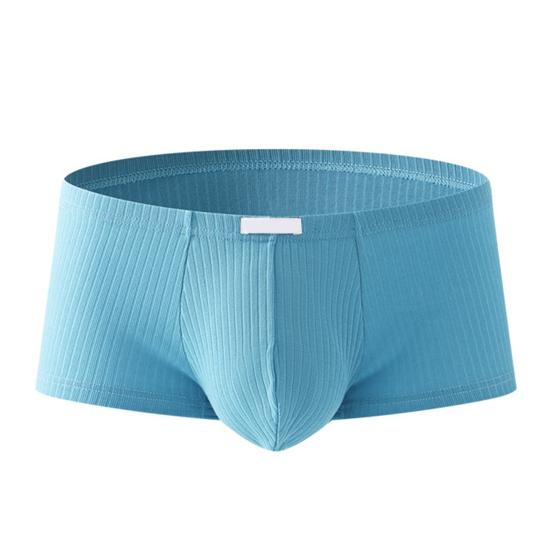 

Чоловічі боксери Нижня білизна з низькою посадкою Однотонні шорти в рубчик Швидко висихаючі U-подібні випуклі сумки Тонкі трусики XXL синій