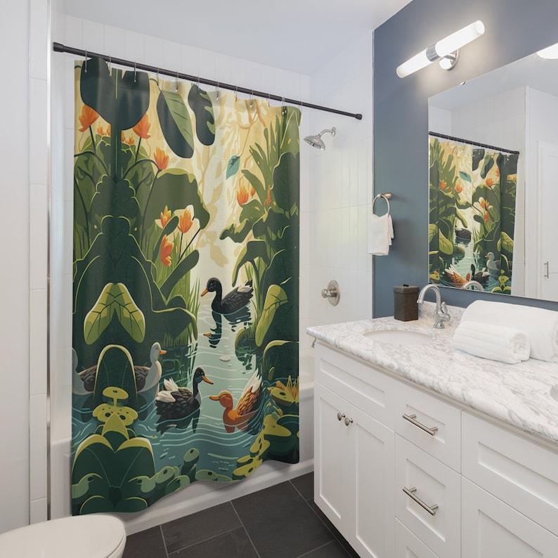 

Shower Curtain With Ducks Print | Lilly Pond 4 W60H190(CM)-1 Pcs