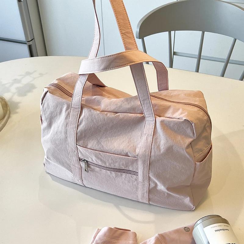 

Women S Large Capacity Tote Bag Female Outdoor Travel Storage Pouch Sport Gym Storage Shoulder Bag Korean Popular Bag розовый