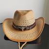 Holllow Cowboy Straw Hat Women Men Summer Handmade Vintage Hollow Western Brim Sun Protection Fisherman Mountaineering Bohemian