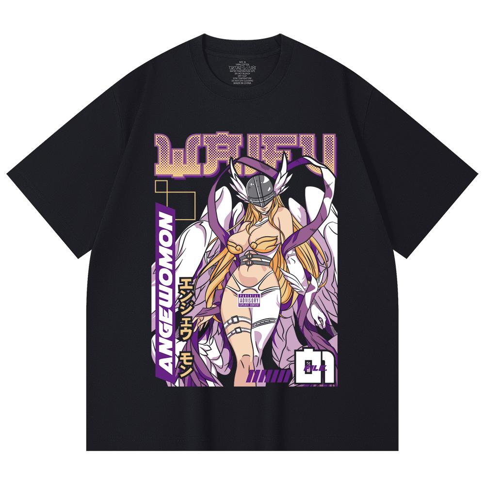 230 Gsm 100% Cotton Digimon V9 Angewomon Waifu Print Unisex Heavy Cotton T Shirt
