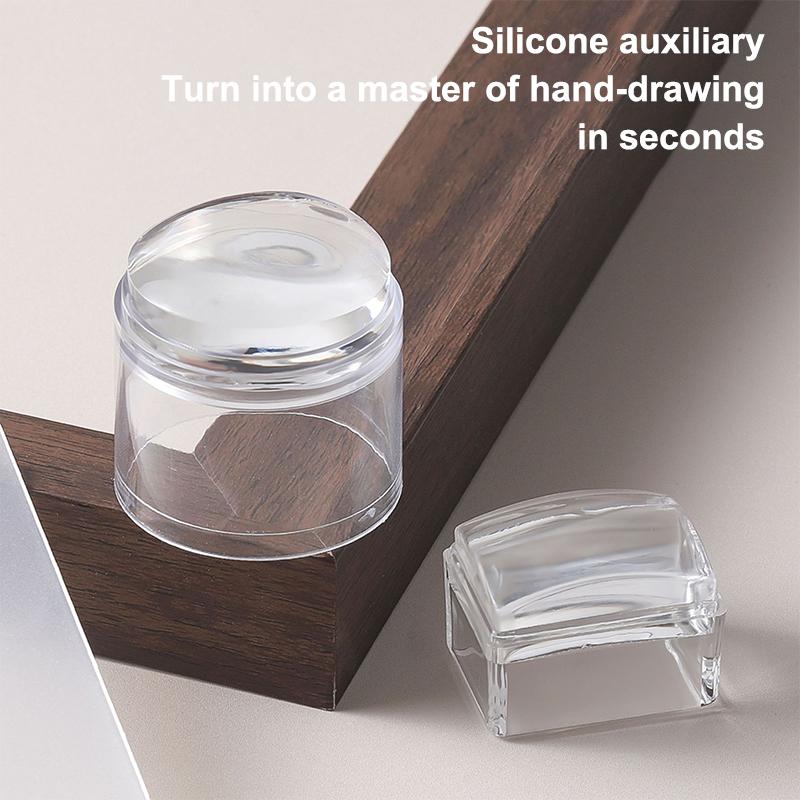 Transparent Nail Seal With Scraper Erasable French Nails Stamp Template Printing Tool Nail Polish Stamping Manicure Tool