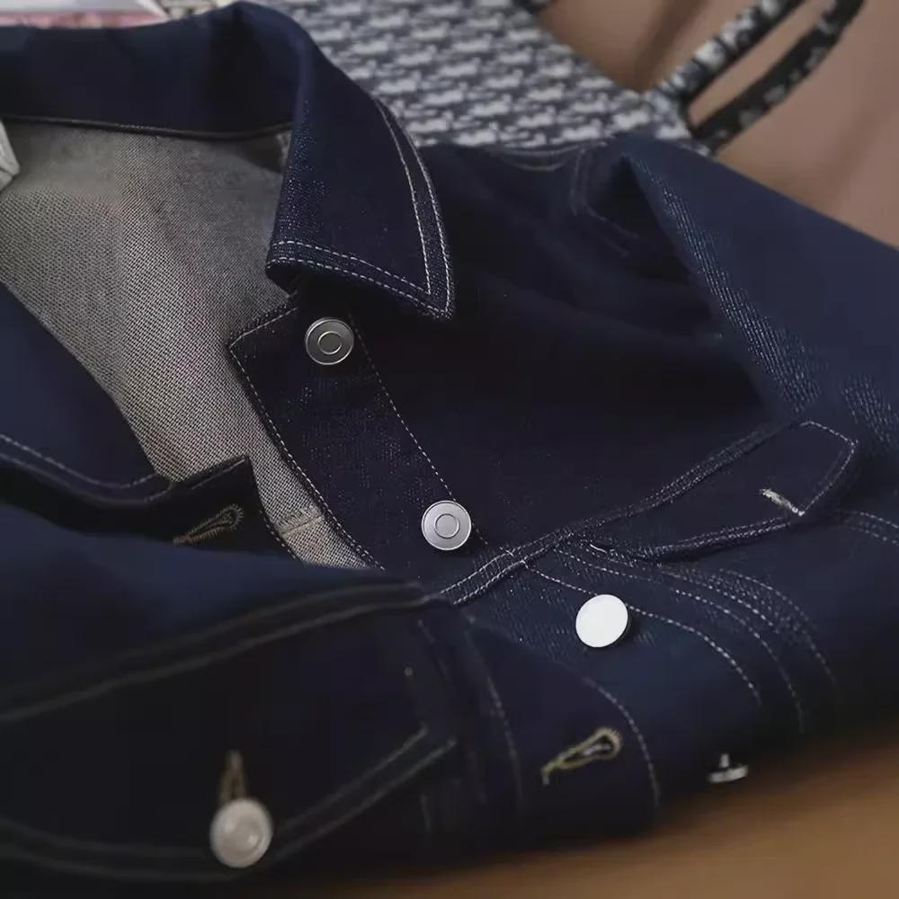Retro Contrast Color Denim Jacket for Women - Slim, Short, Lightweight Workwear for Spring and Autumn