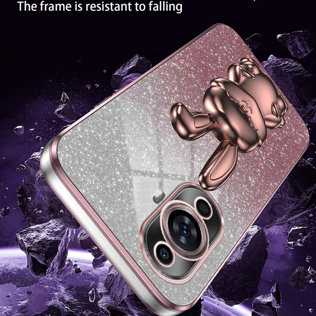 For Huawei nova 11/nova 12s 4G/nova 12 Lite 4G Cartoon Rabbit Kickstand Cover Glitter Phone Back Case