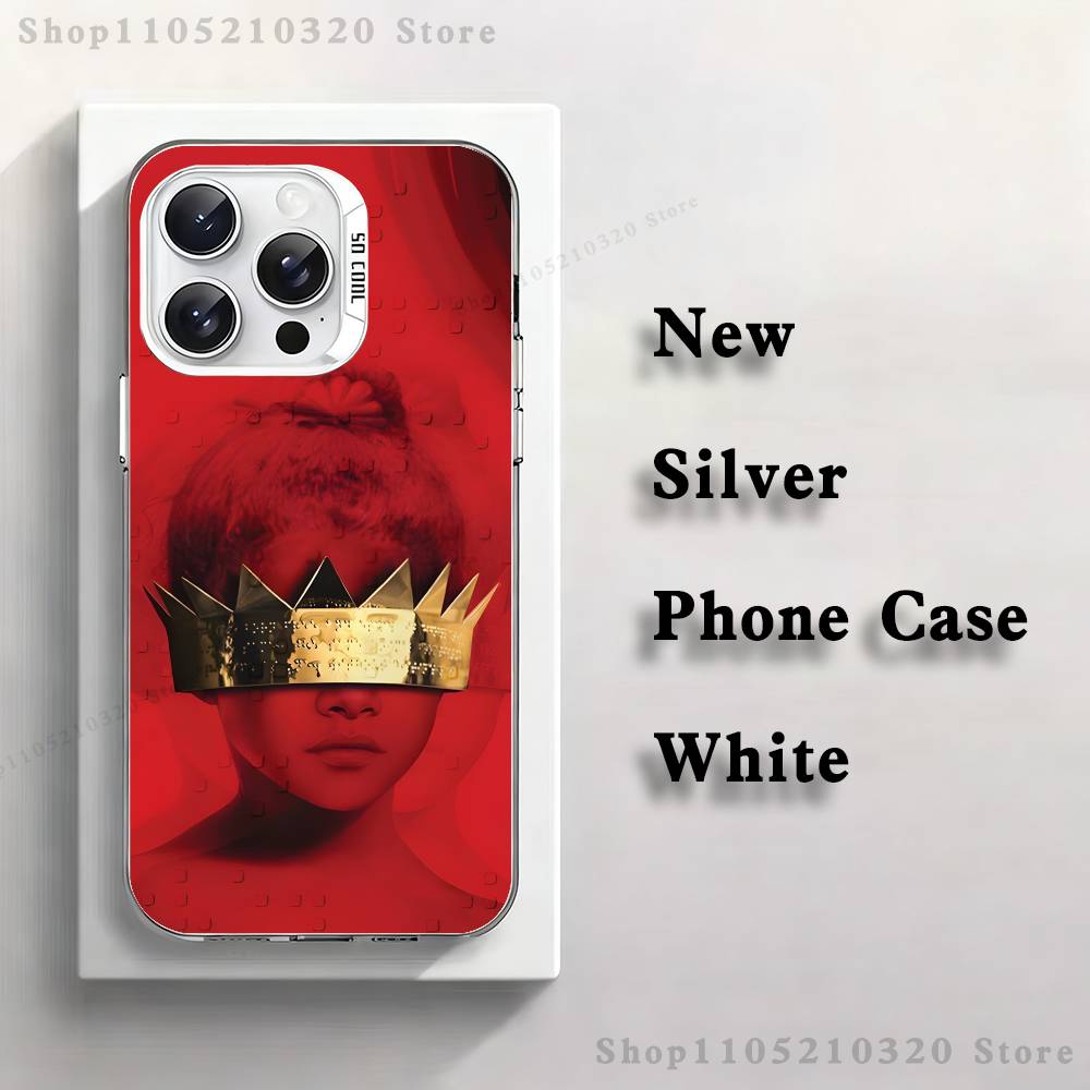 Pop Singer R-Rihanna Phone Case For iPhone 17,16,15,14,13,12,11,Mini,Pro,E,MAX White Matte Silicone Whtie Cover