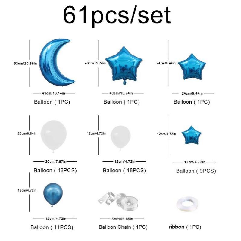 61Pcs Moon Star Balloon Set for Muslim EID Mubarak Festival Home DIY Decoration Ramadan Kareem Kids Birthday Party Ballon Globos