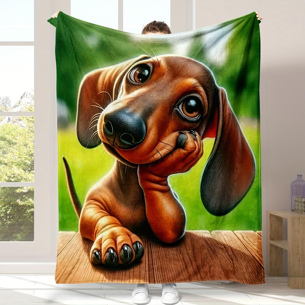 

Cartoon-themed little terrier dog Flannel printed blanket suitable for all seasons suitable for living room office sofa travel 75x90cm28x39in