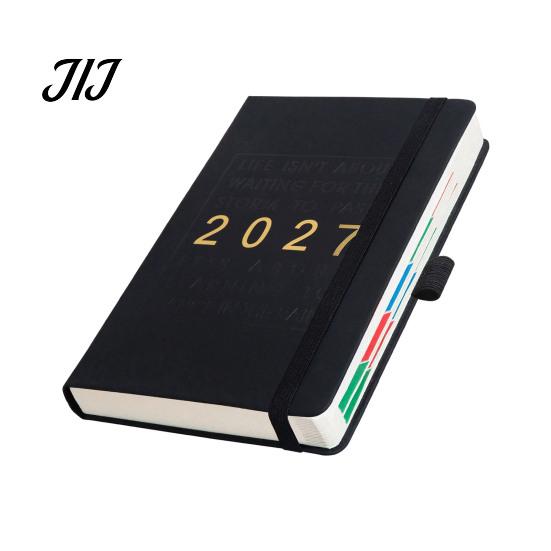 Ink Proof Paper Notebook for Office 2027 English Weekly Planner A5, 320 Page Schedule with Elastic Academic Calendar School Band & Pen Holder, Yearly