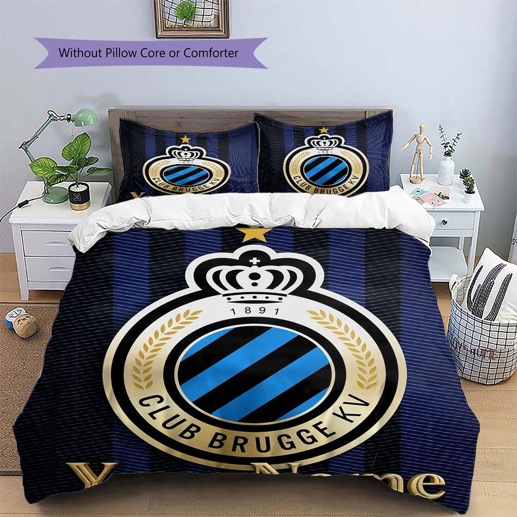 Club Brugge KV Custom Name Pattern Bedding,Quilt Set Quilt Cover Pillowcase Home Birthday Gift(1 * Duvet Cover + 2 * Pillowcase, Without Core)
