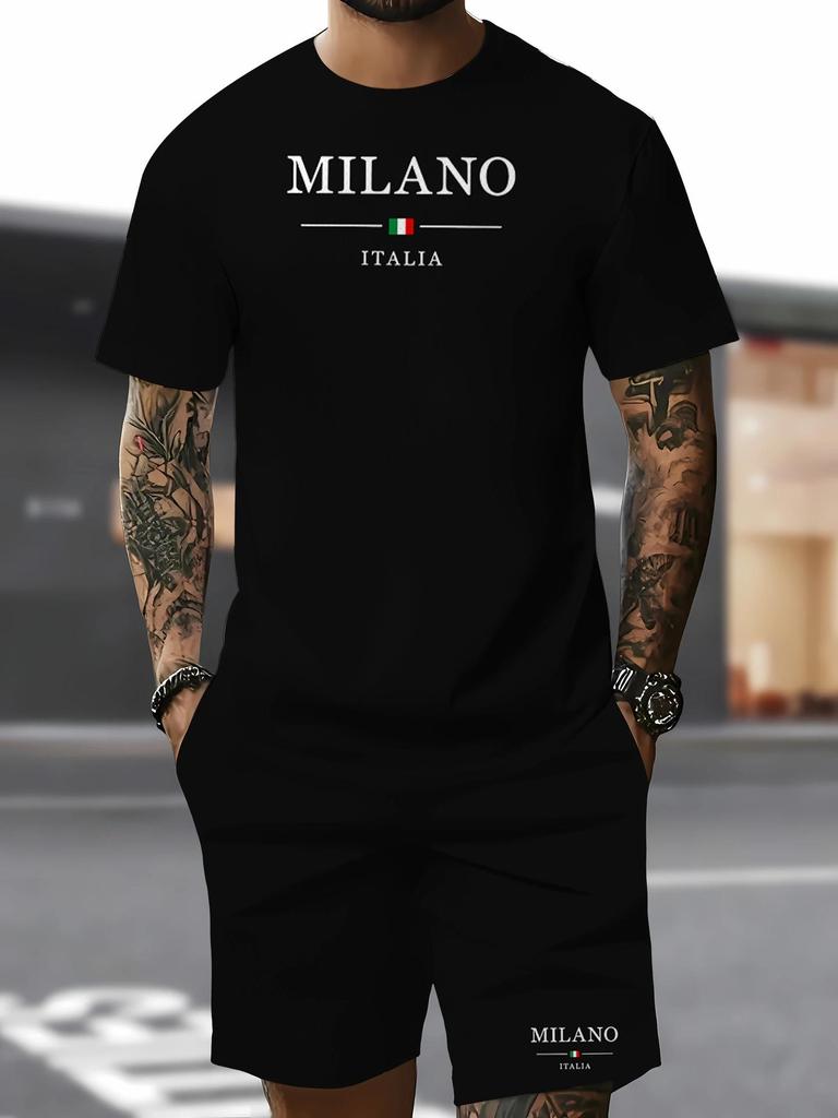 New Men's Summer Casual Mesh T-shirt & Shorts Set