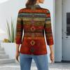 Women's Fashion Casual Lapel Short 3/4 Sleeve Print Shirt Women's Button Up Tops