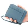 Simple PU Leather Small Short Wallet Multi Slots Solid Color Card Holder Zipper Business Card Case Men Women
