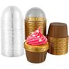 50/100Pcs 156ml Aluminum Foil Pudding Cup with Lids Disposable Mini Foil Cupcake Liners Containers Baking Mould Kitchen Supplies