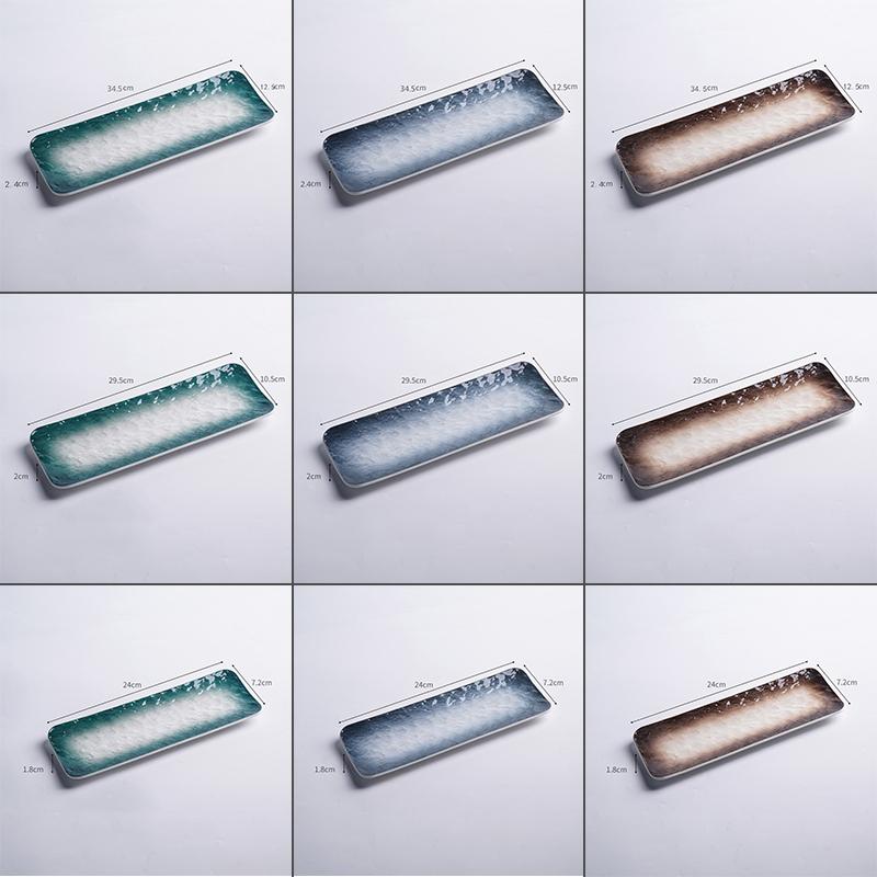Assiette à Sushi Style Japonais Assiettes à Sushi en Céramique Sashimi Snacks Assiette Longue Restaurant Japonais el Plat Rectangulaire Vaisselle