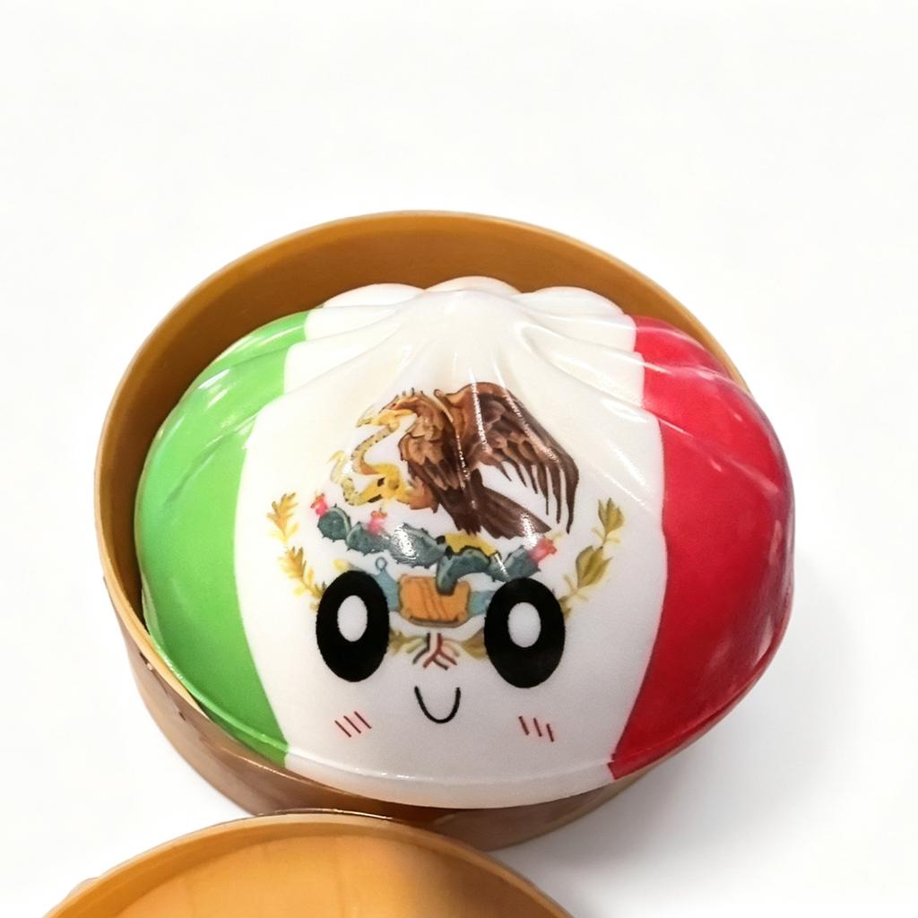 Dumpling Squishy Toy Slow Rising Stress Relief Squeeze Toy with National Flag Print for Kids and Adults Home Office Decor