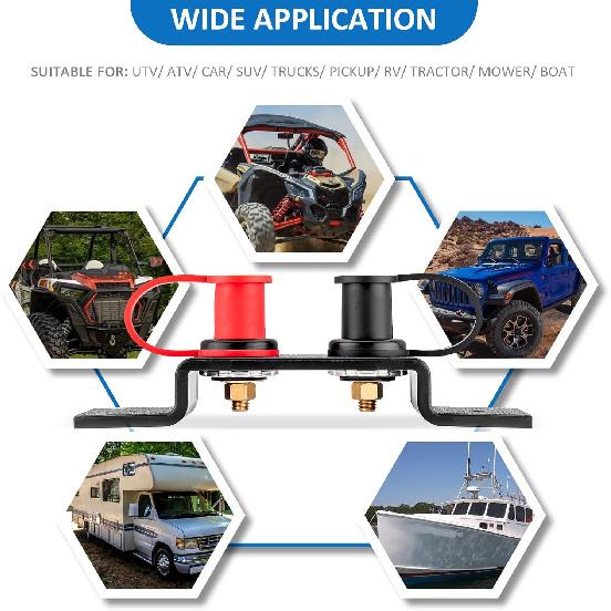 Wsays UTV Battery Jump Post Terminals Relocation Kit Quick Charging Battery Tool Compatible with Can-Am X3 UTV ATV Car Trucks RV Tractor Mower Diesel