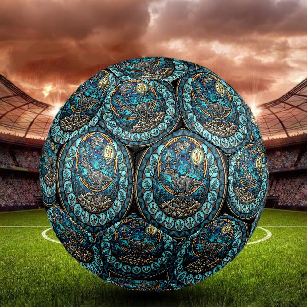 Dinosaur Fossil Glass Round Football Size 5 Adult Ball Suitable for Training Matches and Outdoor Team.