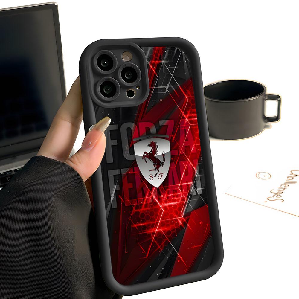 Luxury FerrariEs Sports Car Phone Case Simple Solid Color Frosted Silicone For IPhone 17 16 13 12 15 14 Promax Plus All Inclusi JG2