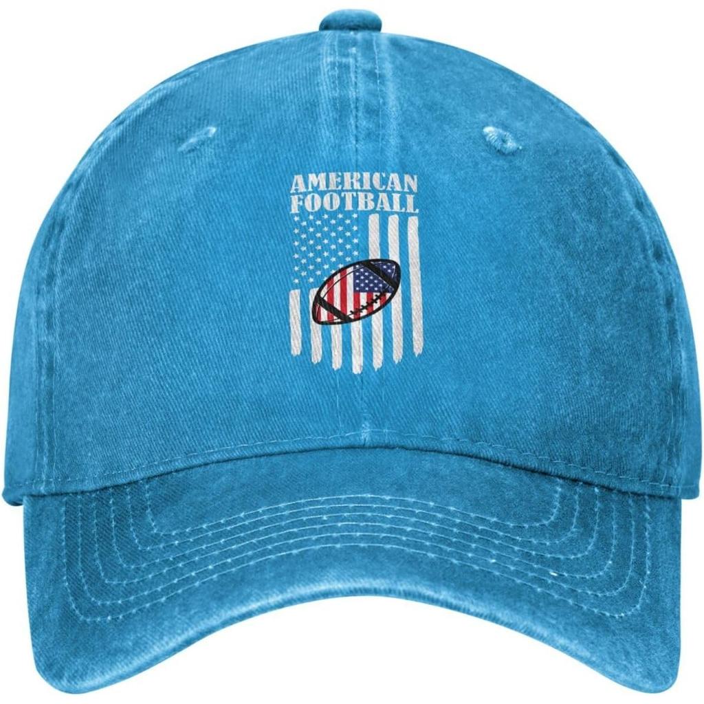 American Football USA Flag Graphic Washed Denim Style Baseball Cap Adjustable Vintage Dad Hat