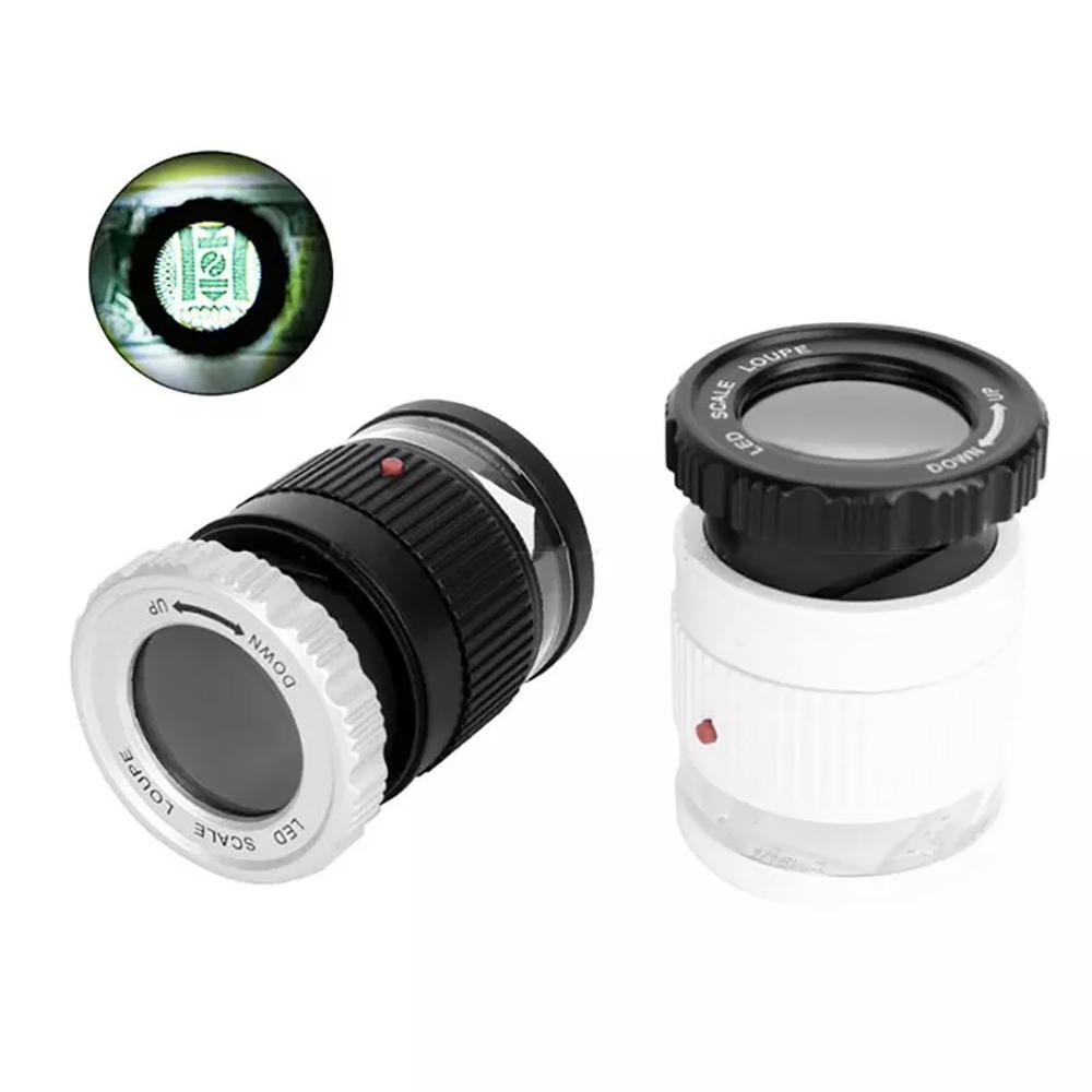 

30X Illuminated Adjustable Cylindrical Optical Instrument Magnifier Gems Identification Tool Loupe чорний