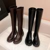 2025 Autumn and Winter New Long Boots Female Knight Boots But Knee Thick Sole Inner Height Increase Elastic Thin Boots High Boots