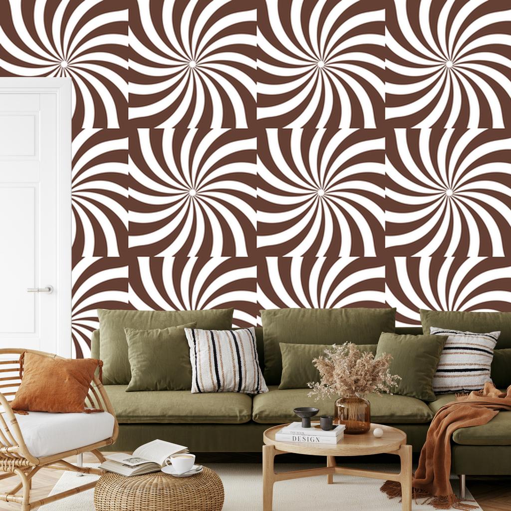 Hippie Wallpaper Background White and Rust for Living Room and Bedroom 50x1000